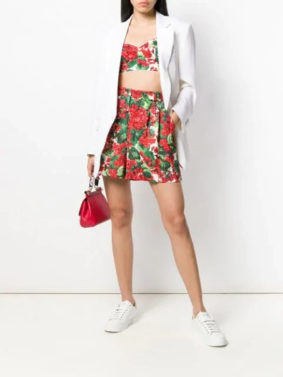 Shop Dolce & Gabbana Brocade Floral Shorts In Red