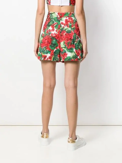 Shop Dolce & Gabbana Brocade Floral Shorts In Red