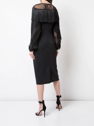 Shop Alberta Ferretti Fringed Chest Dress In Black