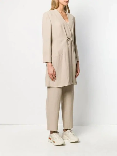 Pre-owned Giorgio Armani 1980's Coat And Trousers Set In Neutrals