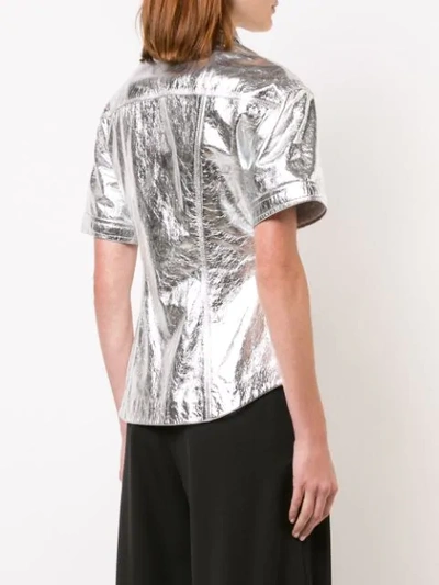 Shop Proenza Schouler Metallic Short Sleeve Top In Silver