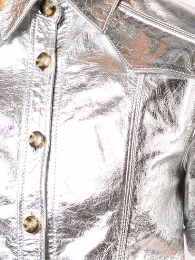 Shop Proenza Schouler Metallic Short Sleeve Top In Silver
