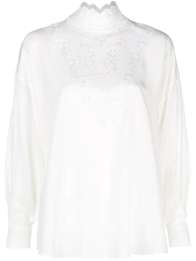 Shop Fendi Long-sleeve Blouse In White