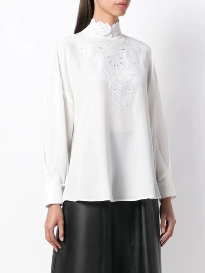 Shop Fendi Long-sleeve Blouse In White