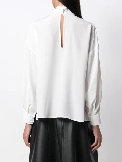 Shop Fendi Long-sleeve Blouse In White