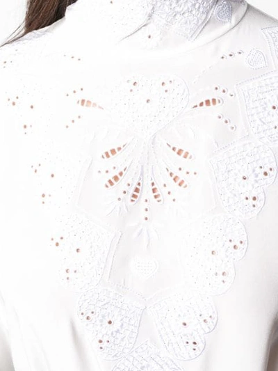 FENDI 蕾丝高领真丝罩衫 - 白色