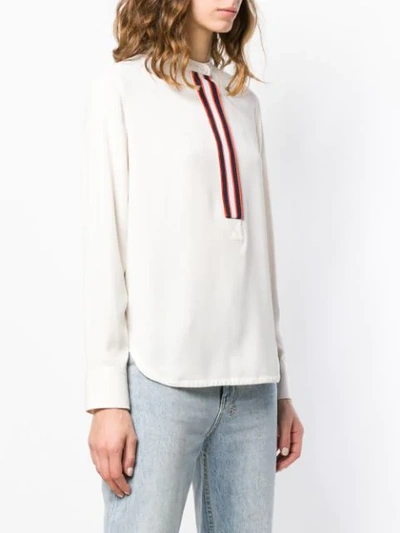 Shop Calvin Klein Stripe Detail Blouse In White