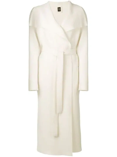 Shop Eleventy Long Duster Coat In White