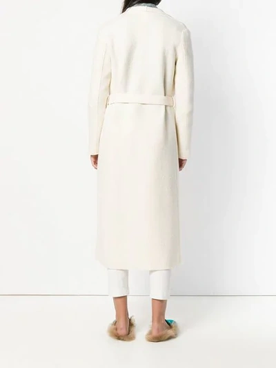Shop Eleventy Long Duster Coat In White