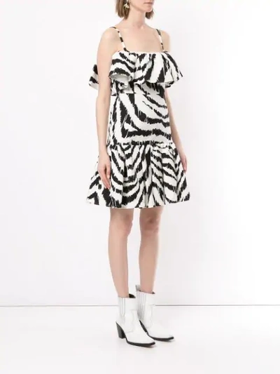 Shop Msgm Zebra Print Dress In White