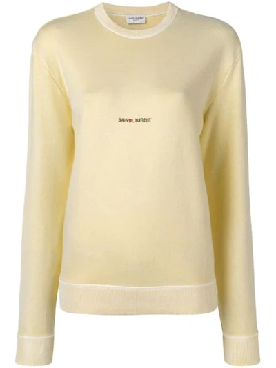 Shop Saint Laurent Logo Sweatshirt In Yellow