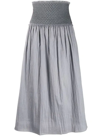 Shop Totême Safara Ruched Waist Skirt In Grey