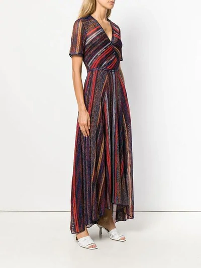 Shop Missoni Striped Wrap Front Dress In Blue