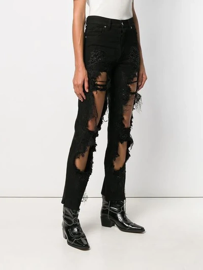 Shop Almaz Ripped Lace Jeans In Black