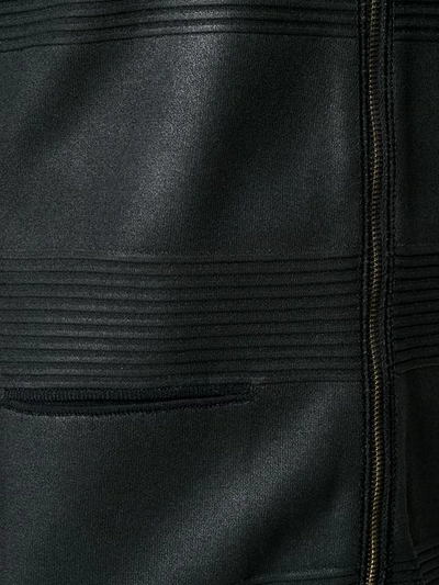 Shop Giorgio Armani Textured Stripe Faux Leather Jacket In Black