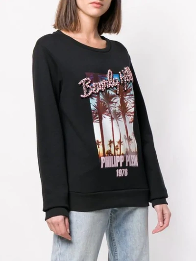 Shop Philipp Plein "beverly Hills" Graphic Sweatshirt In Black