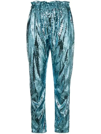 Shop Amen High-waisted Sequin Trousers In Blue