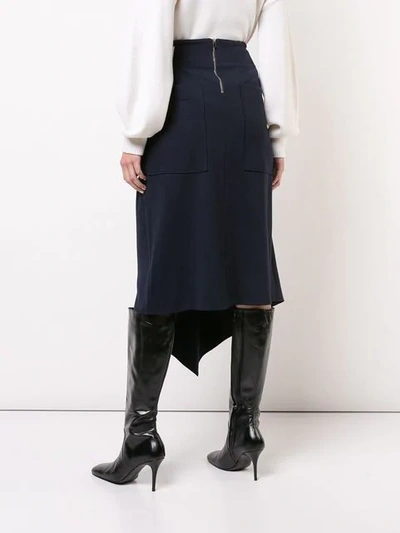 Shop Tibi Ponte Asymmetric Midi Skirt In Navy