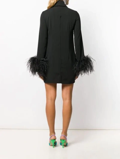 Shop 16arlington Michelle Feather Trim Mini Dress In Black