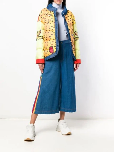 Shop Tsumori Chisato Knitted Side Stripe Denim Culottes In Blue