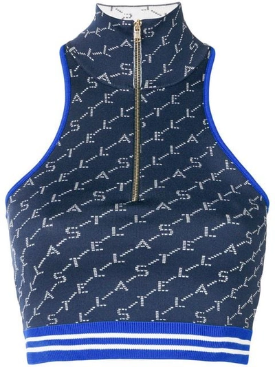 Shop Stella Mccartney Logo Printed Tank Top In Blue