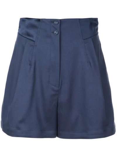 Shop Fleur Du Mal Pleated Shorts In Blue