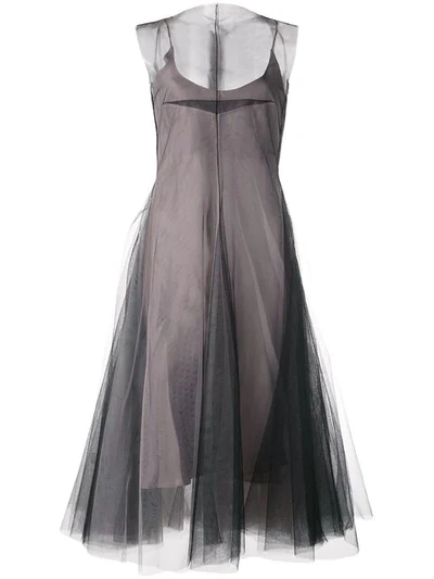 Shop Marc Le Bihan Tulle Layer Midi Dress In Noir/bois