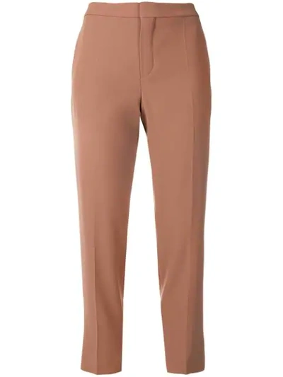 Shop Chloé Mid-rise Cropped Trousers In Brown