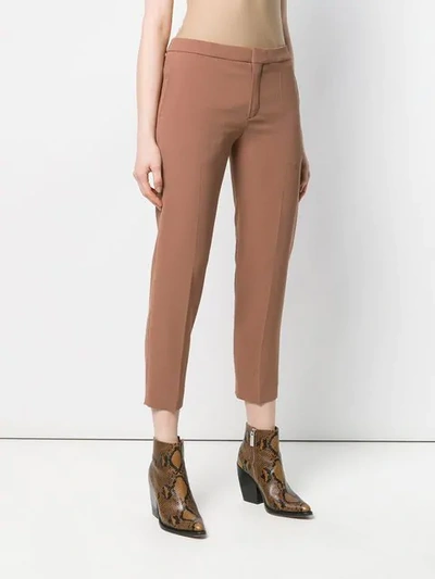 Shop Chloé Mid-rise Cropped Trousers In Brown