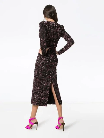 Shop Miu Miu Floral Midi Dress - Black