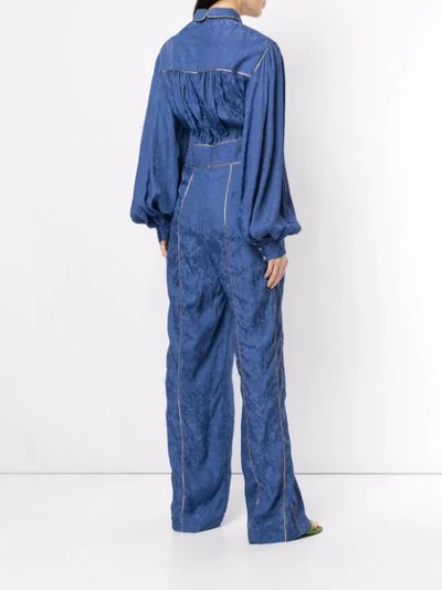 Shop Peter Pilotto Fluid Jacquard Jumpsuit - Blue