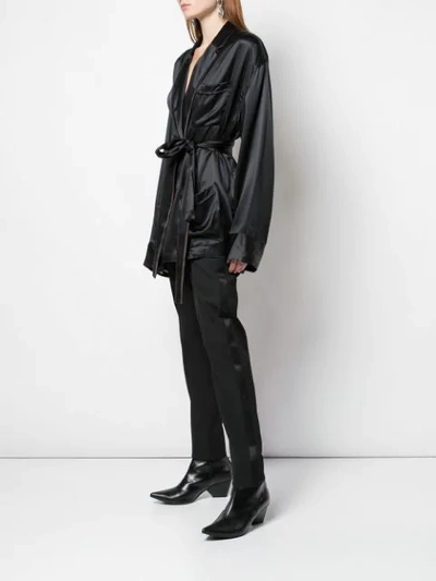 Shop Haider Ackermann Belted Silk Tunic In Black