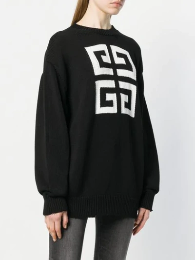 Shop Givenchy Knitted Pattern Jumper In Black