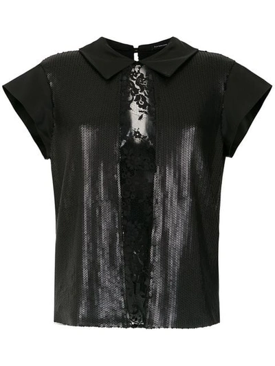 Shop À La Garçonne Sequin Polo Shirt In Black