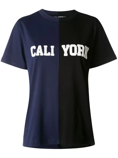 Shop Cynthia Rowley T-shirt Mit "caliyork"-schriftzug In Blue