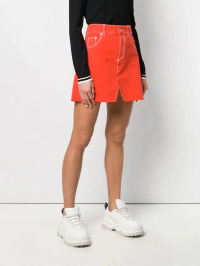 Shop Heron Preston Denim Mini Skirt In Orange