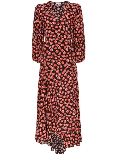 Ganni Floral-print Crepe De Chine Wrap Dress | ModeSens
