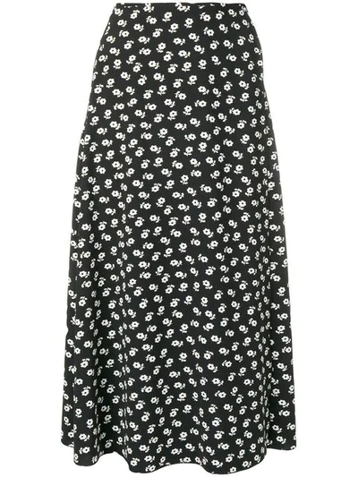 Shop Alexa Chung Floral Midi Skirt In Black