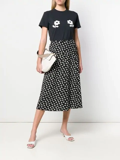 Shop Alexa Chung Floral Midi Skirt In Black