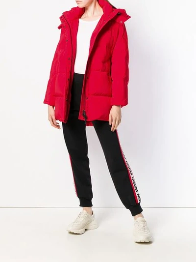 Shop Woolrich Detachable Hood Padded Jacket In Red