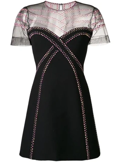 Shop Versace Collection Rhinestone-embellished Mini Dress - Black