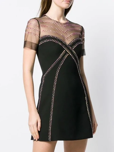 Shop Versace Collection Rhinestone-embellished Mini Dress - Black