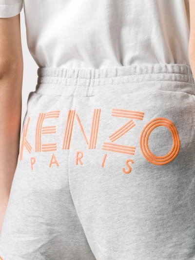 Shop Kenzo Logo Print Track Shorts In Grey