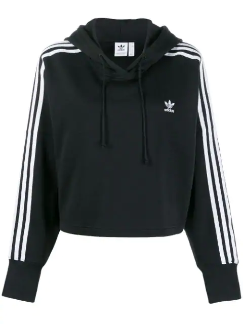 Adidas Originals Adidas Women's Originals 3-stripes Cropped Hoodie (plus  Size) In Black | ModeSens