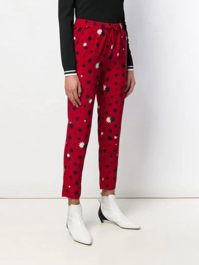 RED VALENTINO PRINTED SLIM-FIT TROUSERS - 红色