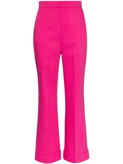 Shop Roksanda Iana Flared Silk Blend Trousers In Pink