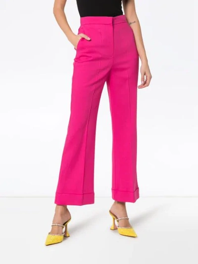 ROKSANDA IANA FLARED SILK BLEND TROUSERS - 粉色