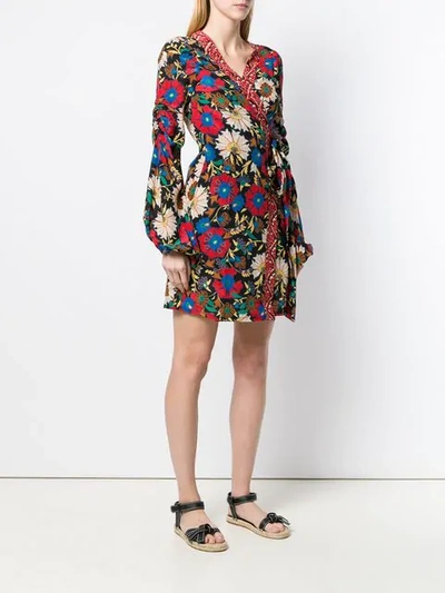 Shop Anjuna Floral Wrap Mini Dress In Red