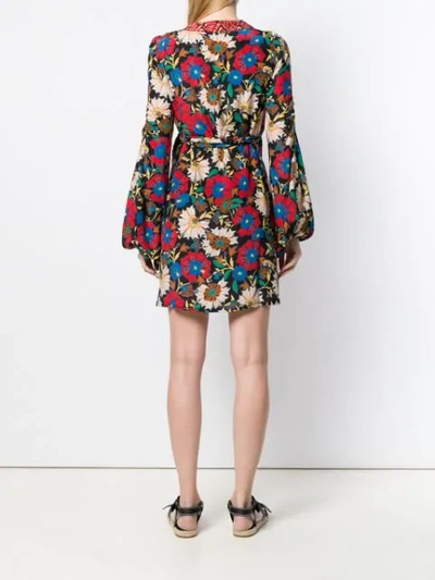 ANJUNA FLORAL WRAP MINI DRESS - 红色