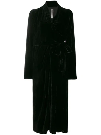 Shop Rick Owens Wrap Midi Dress In Black